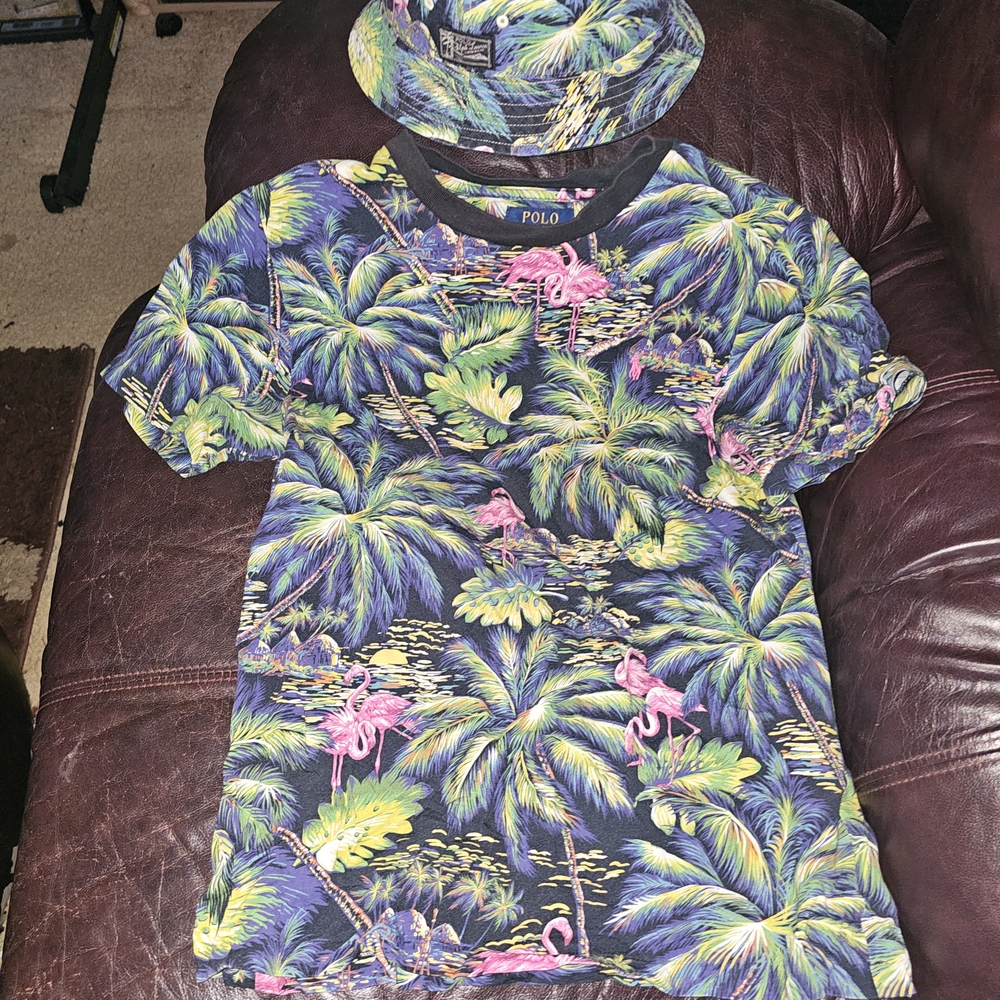 Polo Ralph Lauren Reversible Bucket Hat Tropical 1 Size /Boys 14-16 Shirt $50obo